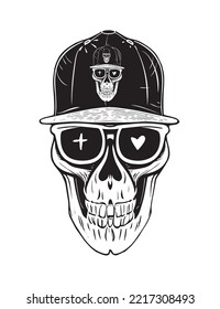 Skull in a baseball cap