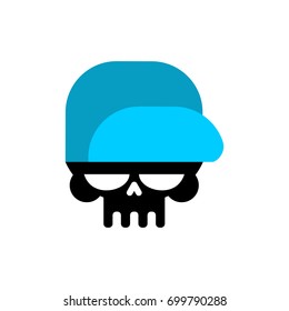 Skull in baseball cap isolated .Head of skeleton in hat