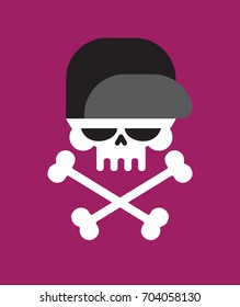 Skull in baseball cap isolated .Head of skeleton in hat