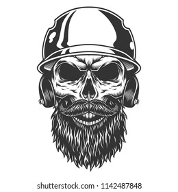 Skull in the baseball hat. Vector illustration