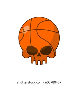 Skull basketball. Ball is head of skeleton. Emblem for sports fans
