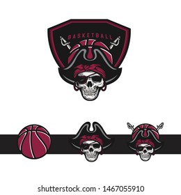 the skull basketball logo vector