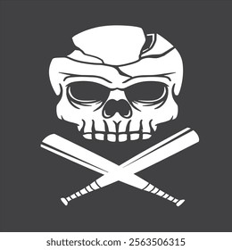 skull with bat baseball good for logo team, symbol, sticker, flag, print design, etc