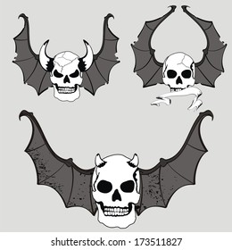 skull bat wings set vector in vector format