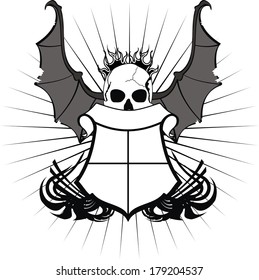 skull bat wings sticker tattoo in vector format