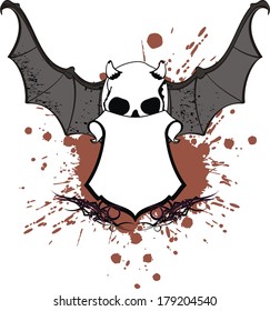 skull bat wings sticker tattoo in vector format