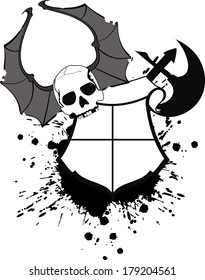 skull bat wings sticker tattoo in vector format