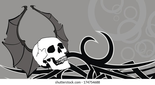 skull bat wings style background in vector format very easy to edit