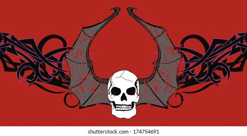 skull bat wings style background in vector format very easy to edit