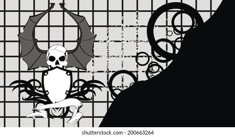 skull bat wings tattoo card in vector format very easy to edit