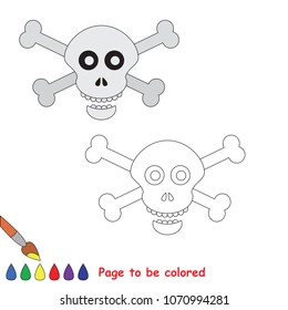 Skull to be colored, the coloring book for preschool kids with easy educational gaming level.