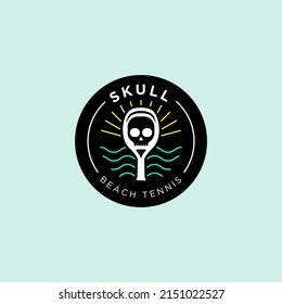 Tenis en la playa de Skull. Plantilla de logotipo.