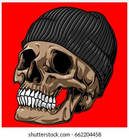 skull wearing a beanie