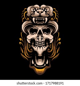 Skull Bear Head Illustration Vector