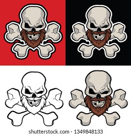 skull with beard and bones 