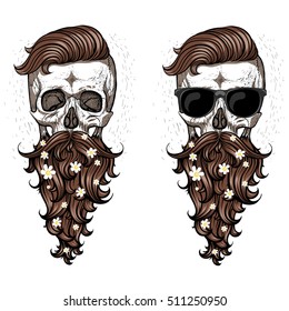 Skull with beard and mustache.