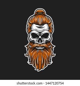 skull beard vector logo illustration