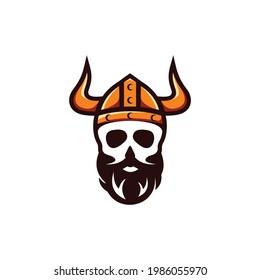 Diseño del logotipo del vector de visualización de la barba de cráneo