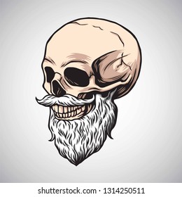 Skull Bearded Moustache Vector Logo Art Design