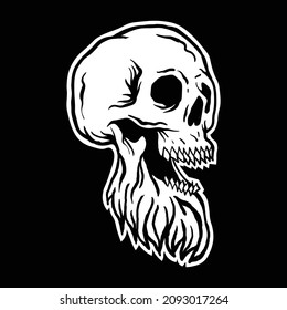 skull beard,hand drawn illustrations. for the design of clothes, jackets, posters, stickers, souvenirs etc.