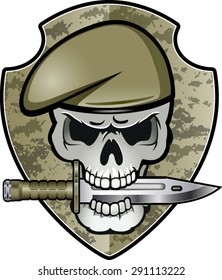 skull with beret, bayonet and shield