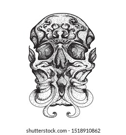 
a skull and a big curse