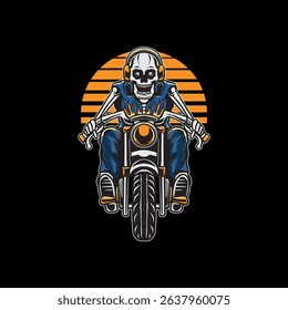 skull with big motorcycle vector art