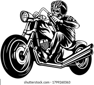 Skull Bike Rider Coper Motorbike Stock Vector (Royalty Free) 1799260363 ...