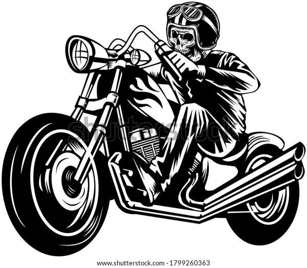 Skull Bike Rider Coper Motorbike Stock Vector (Royalty Free) 1799260363