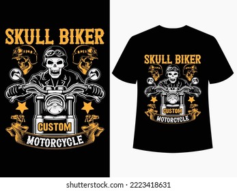 Skull Biker Custom Motorcycle T Shirt