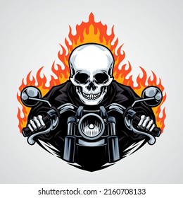 Skull biker emblem vector illustration