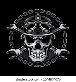 skull biker head vector logo