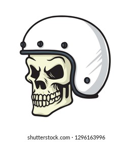 Skull Biker Helmet Logo Vector Illustration