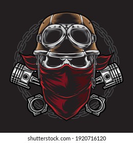 skull biker with helmet vector