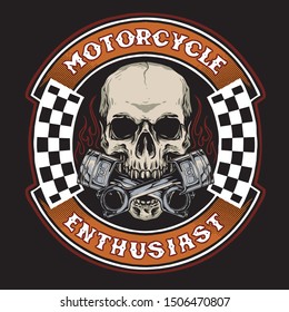 skull biker with piston suitable for motorcycle base merchandise or logo service garage