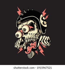 Skull Biker Rider Horror Graphic Illustration Vector Art T-shirt Design