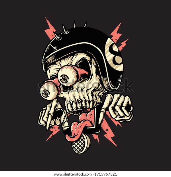 Skull biker rider horror graphic illustration\
vector art t-shirt\
design