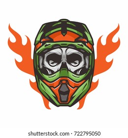 Skull biker road fire vector illustration rider 