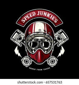 skull of biker in t-shirt style design, texture is easy to remove