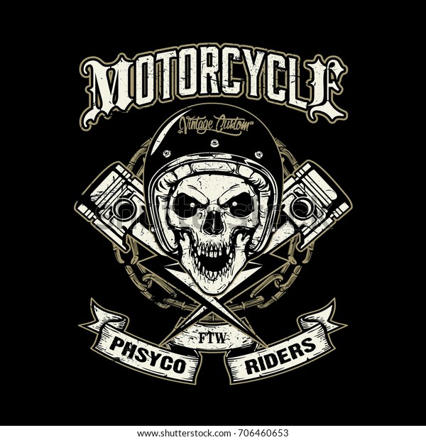 skull of biker in t-shirt style design, texture is\
easy to remove