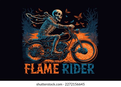 Calavera, Biker. Ilustración vectorial para camiseta