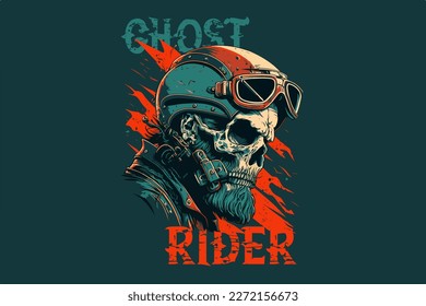 Schädel, Fahrrad. Vektorgrafik für T-Shirt
