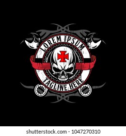 skull biker vector with tribal tattoo design