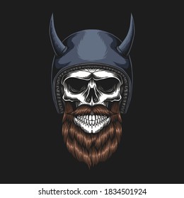 Skull Biker wearing a helmet vector illustration for your company or brand