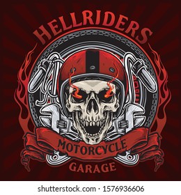 skull bikers badge vector design