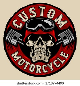 Skull bikers custom vector logo design