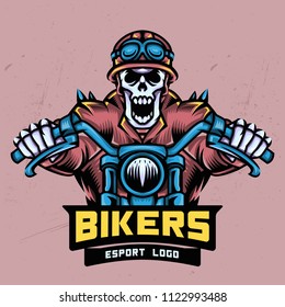 Skull Bikers Esport Logo Design
