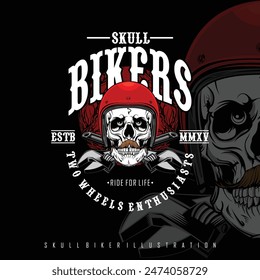 skull bikers illustration, ready format eps 10