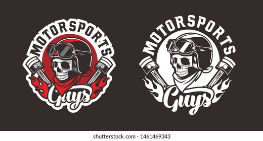 skull bikers logo designs icon. with e sport style