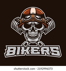 Skull Bikers Mascot Logo Illustration